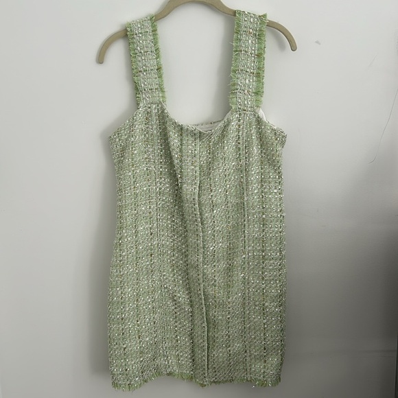 House of Harlow 1960 Tweed Green & Gold Mini Dress Size M - Picture 4 of 13